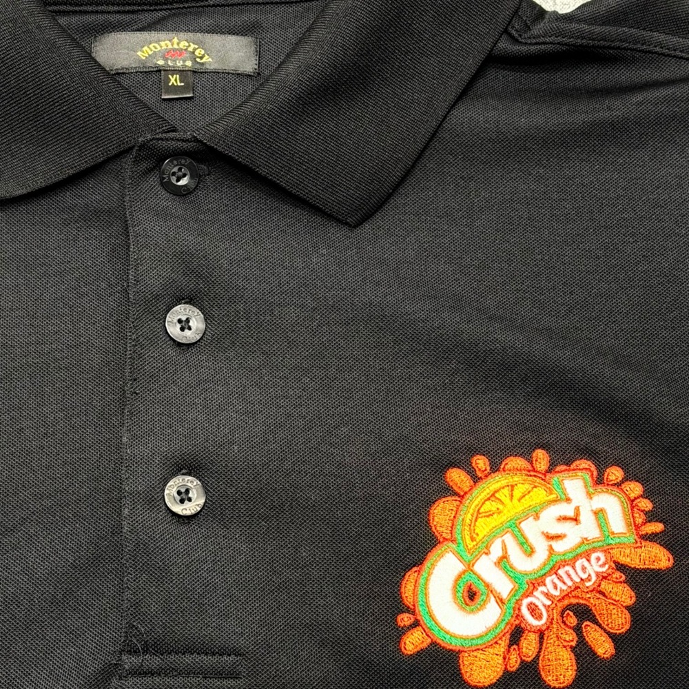 Monterey Club Mens XL Black Crush Orange Embroidered Performance Golf Polo Shirt - Picture 4 of 7